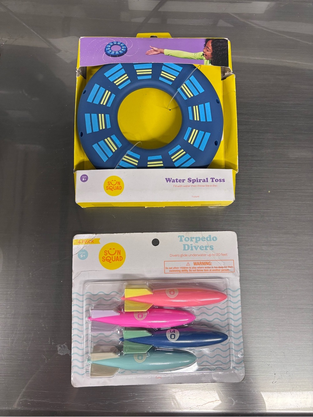 Water Play Bundle! Sun Squad Water Spiral Toss with Multicolor Torpedo Divers
